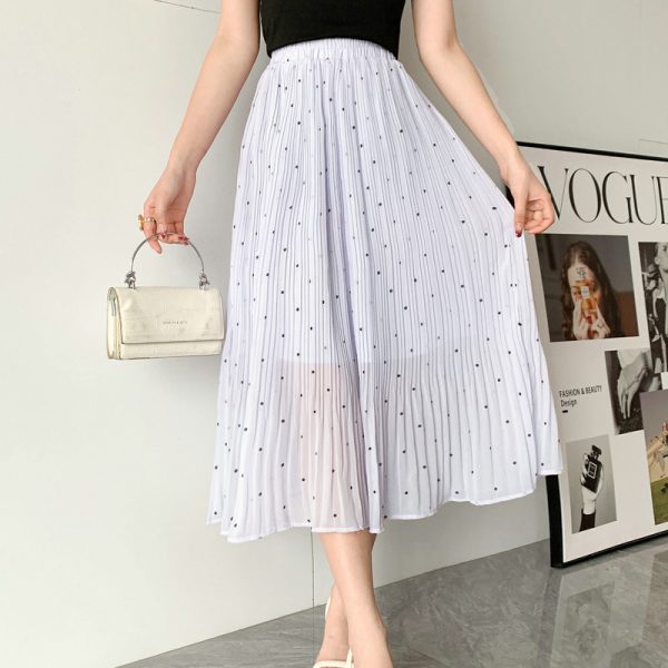 Polka Dot Pleated Midi Skirt: Summer Freshness