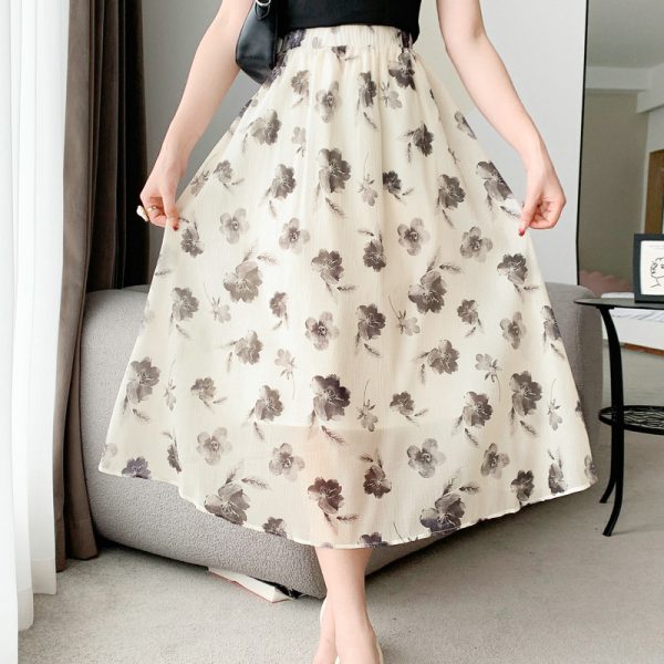 Ink Print A-Line Midi Skirt: Spring-Summer Style