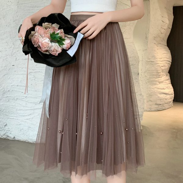 Beaded Pleated Tulle Skirt: Summer Elegance