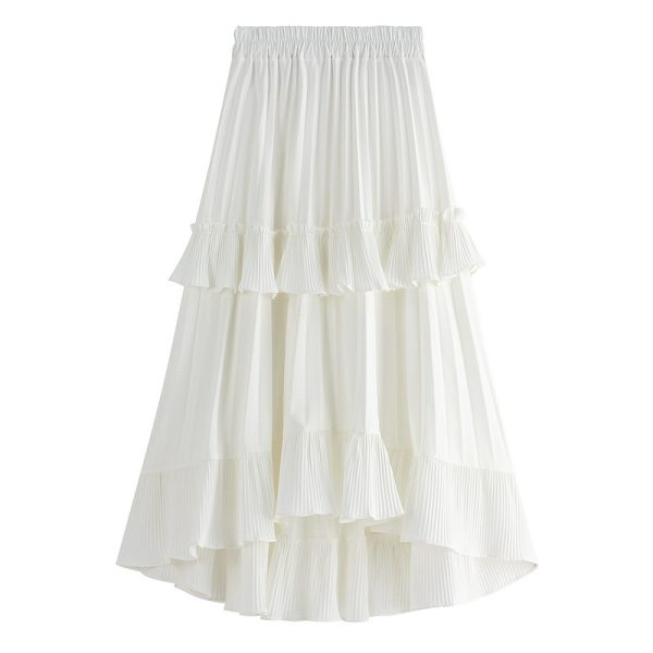 Autumn A-Line Ruffled Asymmetric Skirt