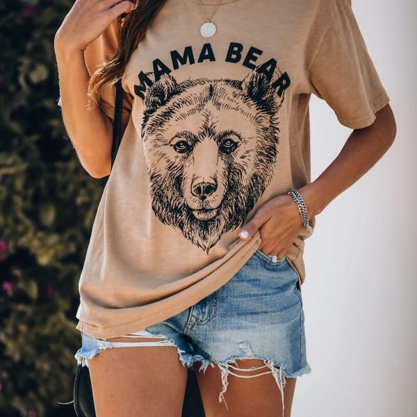 Mom Bear Graphic Print Casual T-shirt