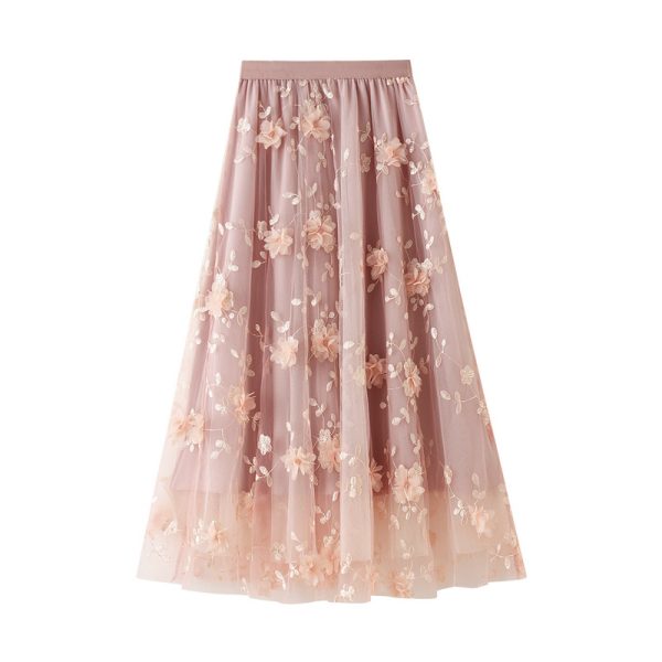 Artistic High-Waist A-line Long Skirt for Autumn