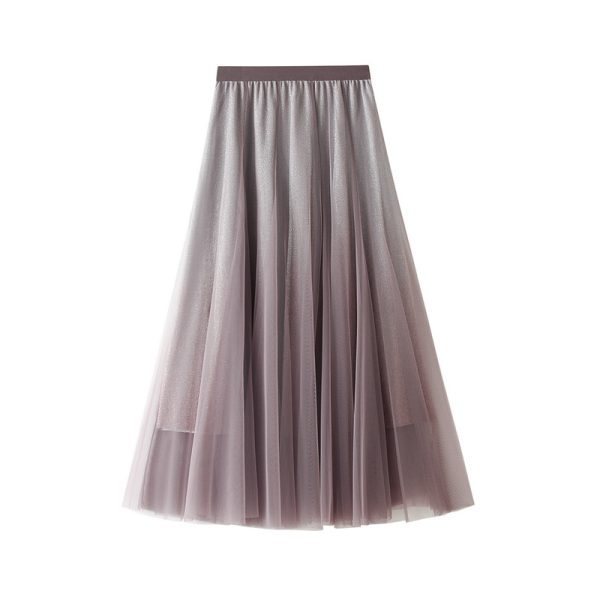 Gradient Color Bright Silk Gauze Maxi Skirt"