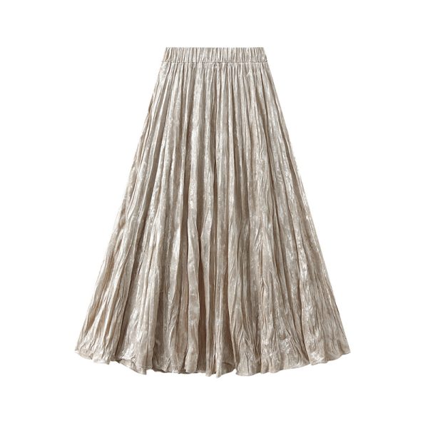 High Waist Pleated Velvet A-Line Skirt for Winter Sophistication