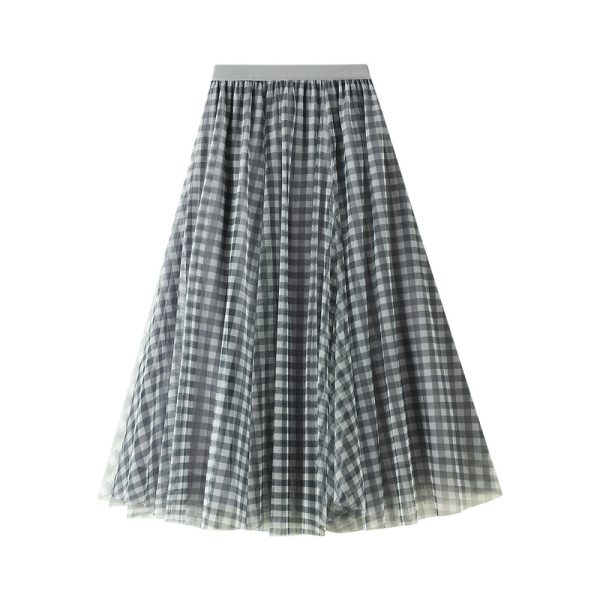 High-Waist Mid-Length Swing Skirt for Spring-Summer