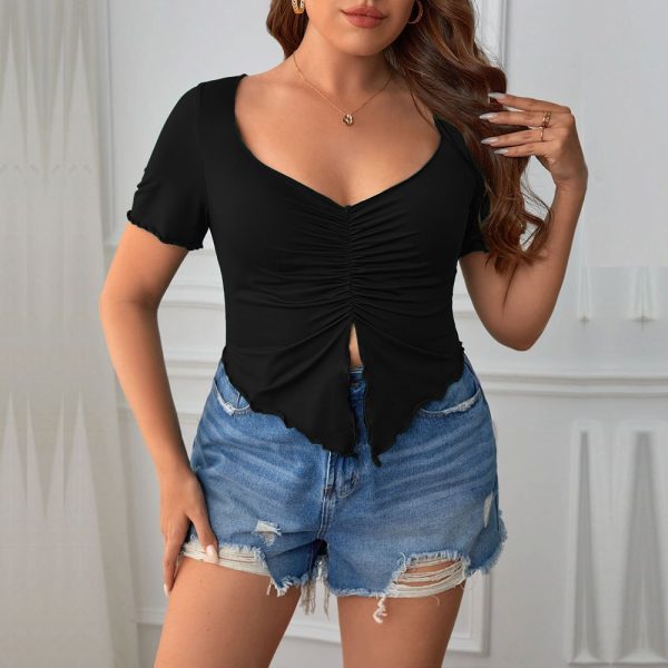 Plus Size Sexy V-Neck Irregular Top