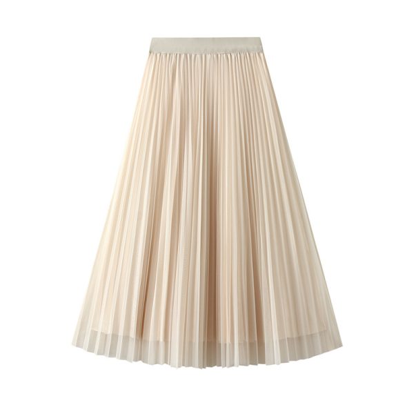 High Waist Two-Sided Tulle Pleated Skirt