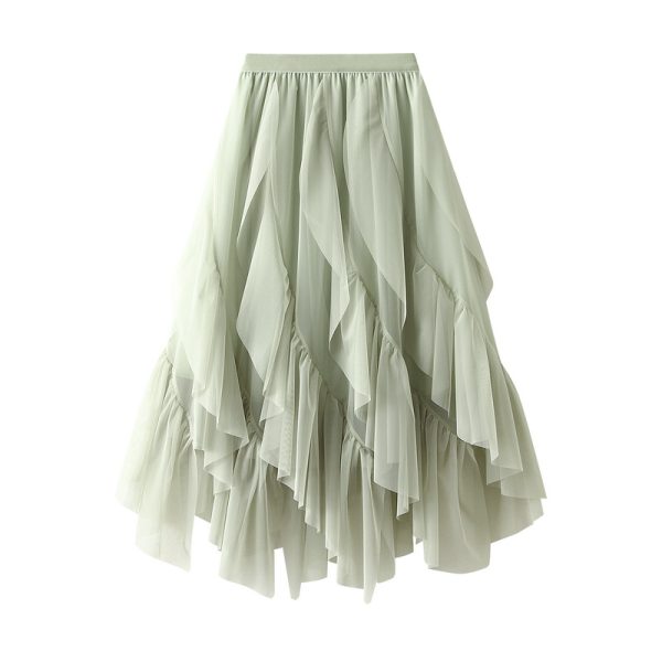 Ruffled Petite Maxi Veil Skirt