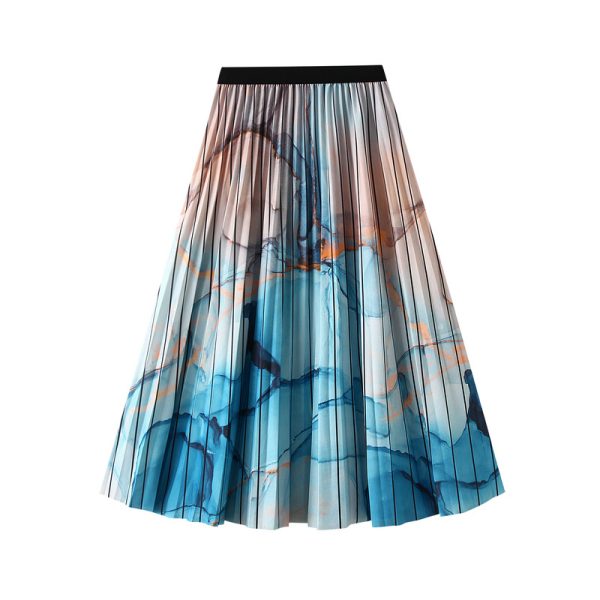 Summer Korean Pleated Skirt: Retro Gradient Print