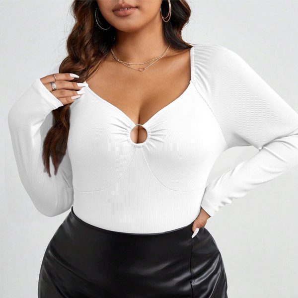 Plus Size Chicken Collar Knitted Top