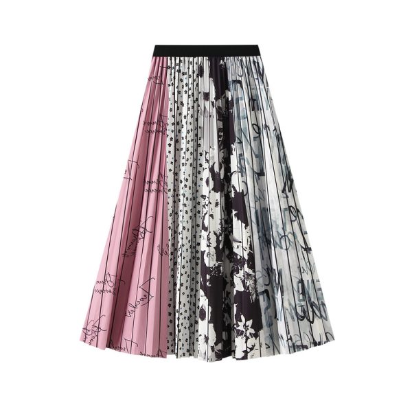 Pink Retro National Pleated Skirt