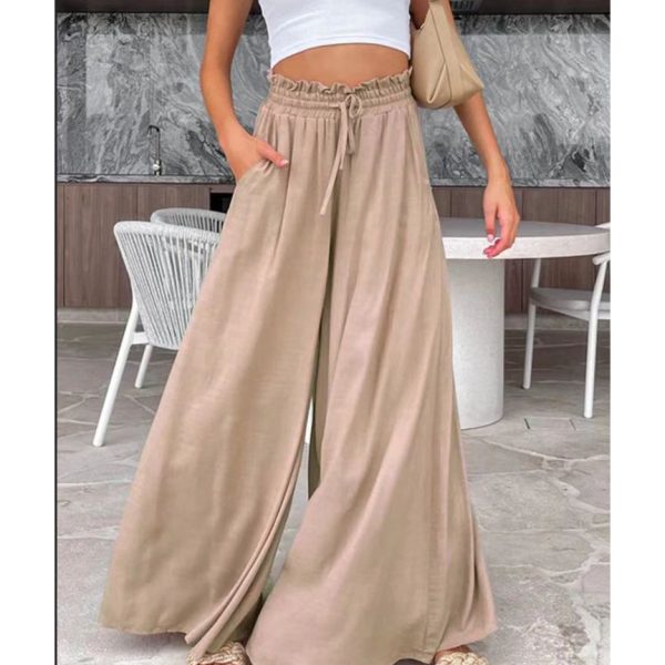 Elastic Waist Wide-Leg Pants - Summer Casual