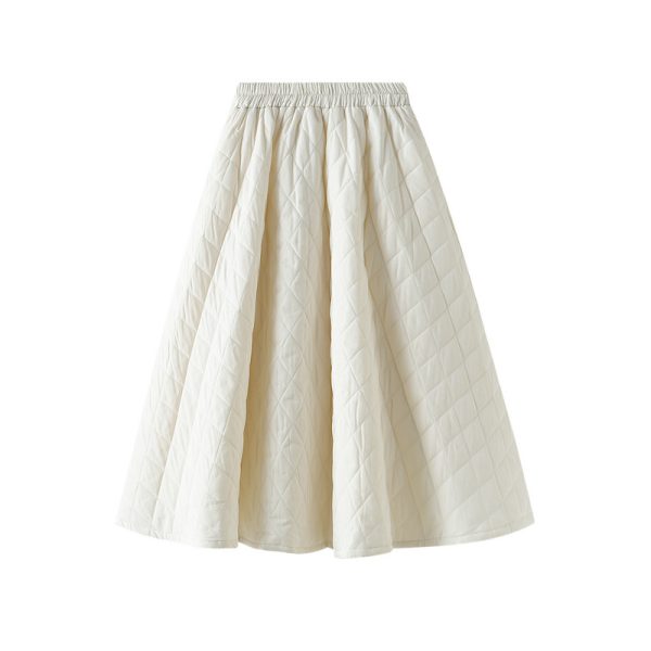 Autumn Rhombus Quilted Skirt: Korean A-Line Style