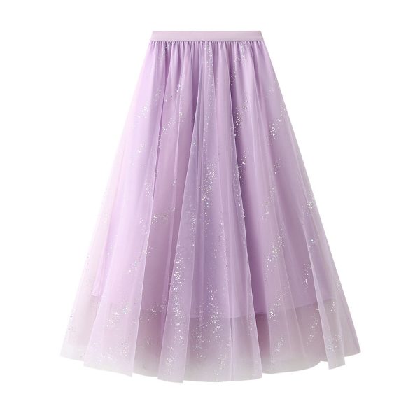 Glitter Yarn Mesh Skirt: Summer A-Line Style