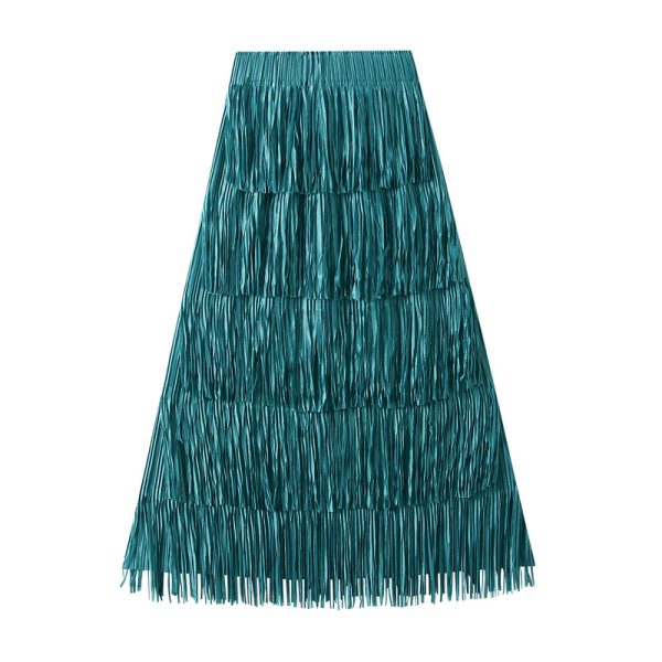 High-End Pleated Tassel Slimming Skirt for Summer All-Matching Vibes