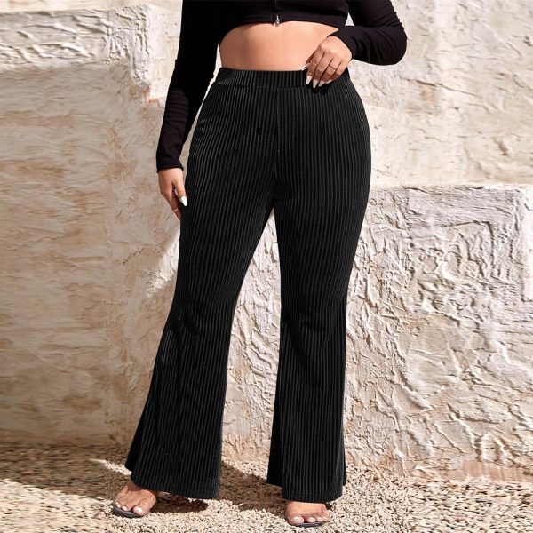 Autumn Plus Size Elastic Waist Flared Pants