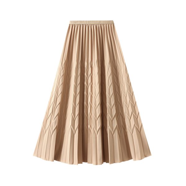 Summer Elastic Waist A-Line Pleated Skirt