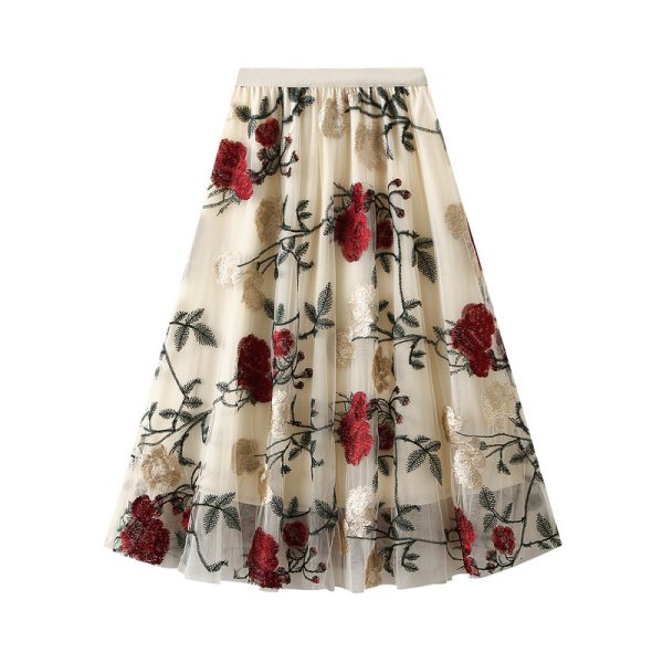 Retro Embroidered Floral Fairy Skirt