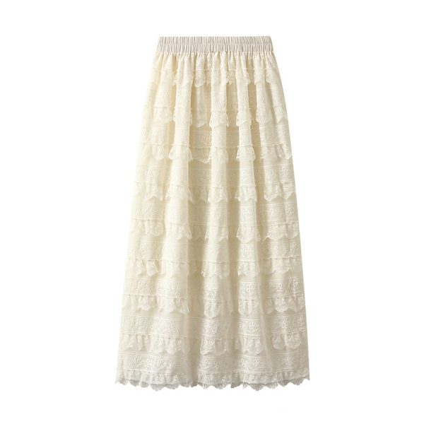 French Lace Tiered Dress: High Waist, Slimming