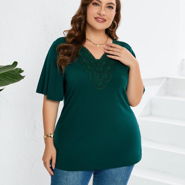 Plus Size Lace Patchwork T-Shirt