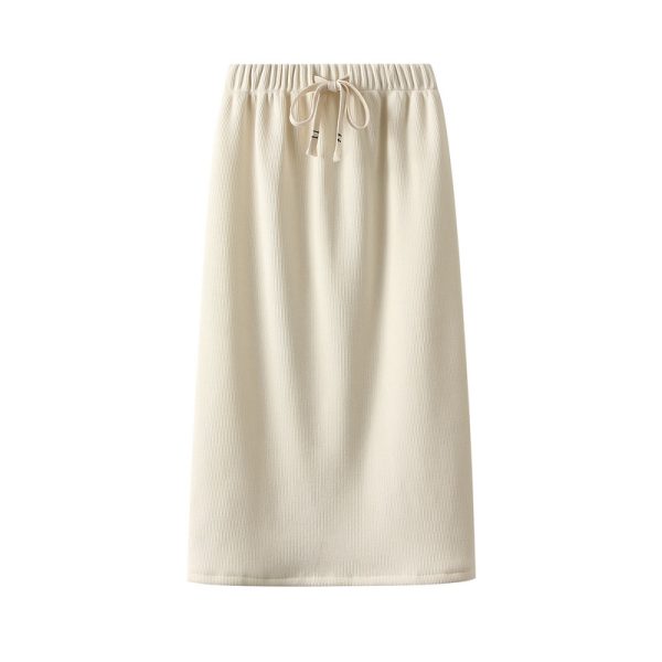 Corduroy Long Skirt: High Waist A-Line, Autumn/Winter