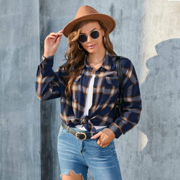 Plaid Button Shirt Jacket Women