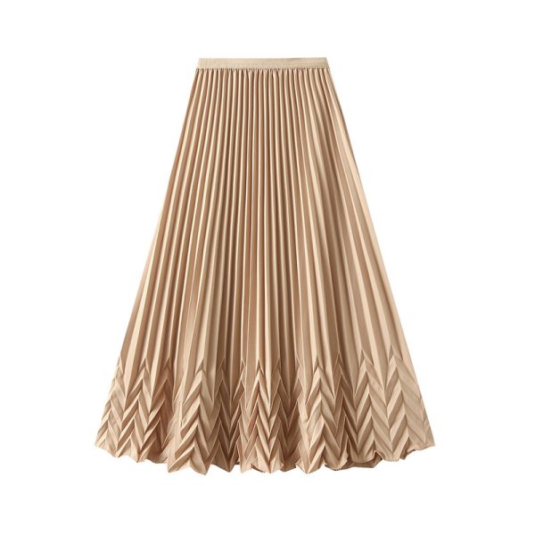 Summer Water Ripple Pleated Midi Skirt