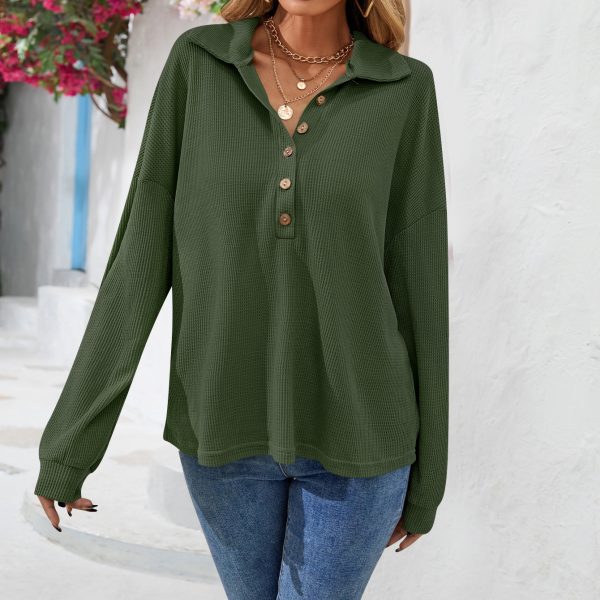 Polo Collar Long-Sleeve Top