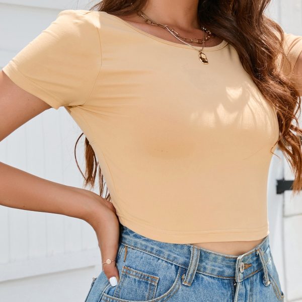 Sexy Cropped High Elastic Short Sleeve