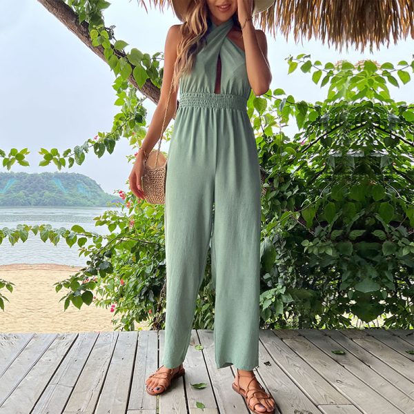 Solid Color Sling Jumpsuit - Summer Chic