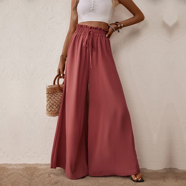 Solid Color Wide Leg Pants - Summer Comfort