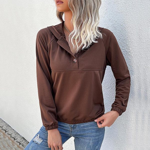 Stylish Long Sleeve Solid Color Hooded Sweater for Women