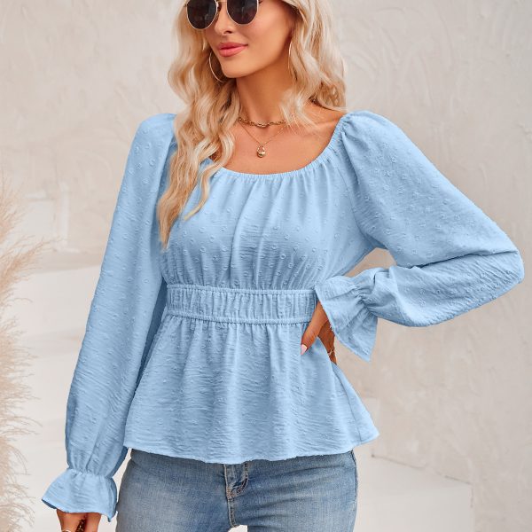 Chic Round Neck Ruffle Sleeve Top for Women