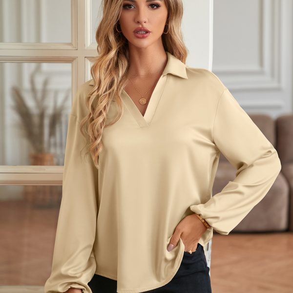 Chic V-Neck Long Sleeve T-Shirt for Fall