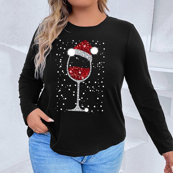 Christmas Long-Sleeved T-Shirt - Plus Size Autumn