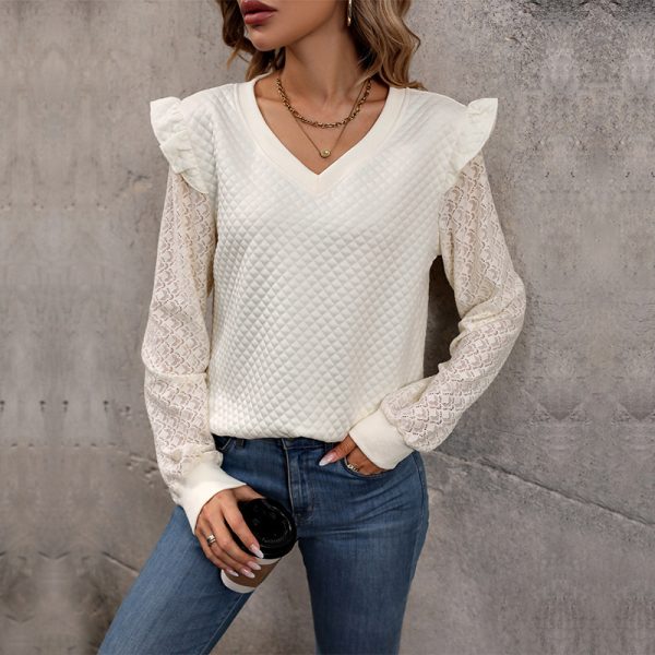 Long Sleeve Solid Color Knitted Top for Women