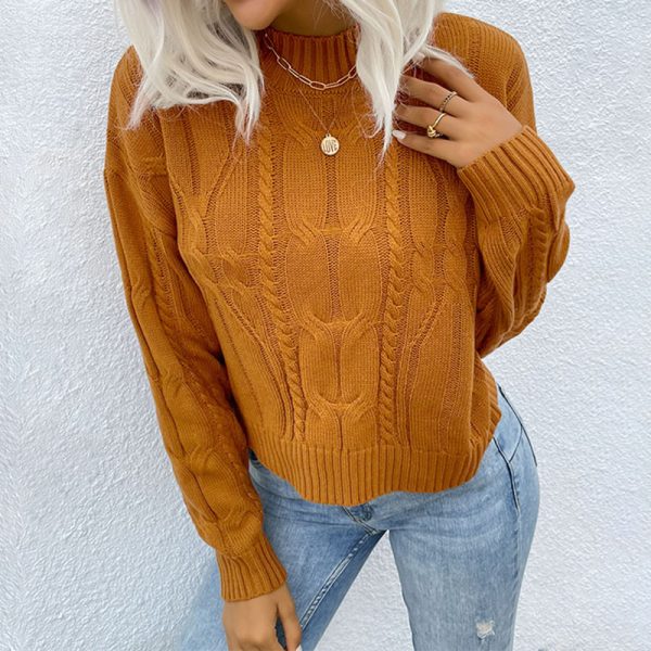 Solid Color Long Sleeve Women's Sweater for Autumn/Winter Casual