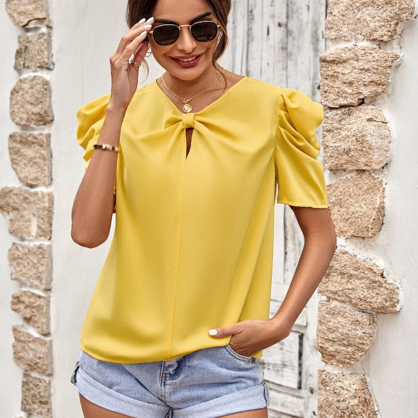 Puff Sleeve V-neck Top for Your Summer Wardrobe