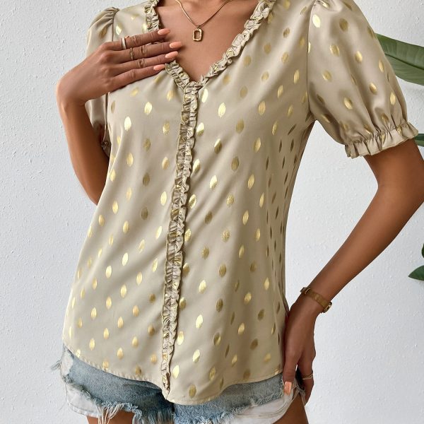 Lace V-Neck Bronzing Slim Top - Summer Casual Chic