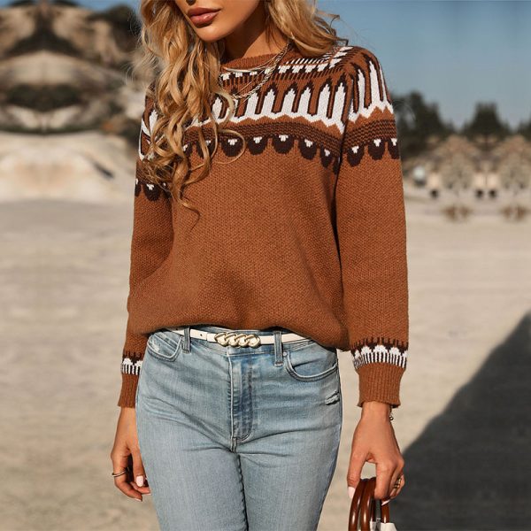 Loose Brown Long Sleeve Sweater: