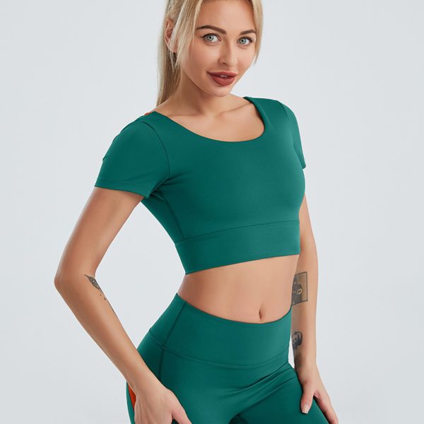 Cropped Nude Feel Sports Top: Push-Up Design