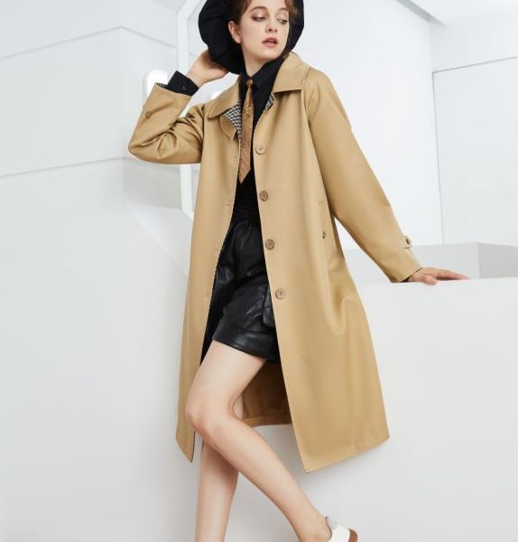 Thick Crisp Stitching Plaid Trench Coat