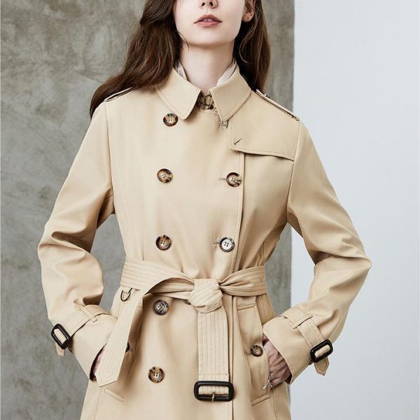 British Spring Autumn Mid-Length Trench Coat