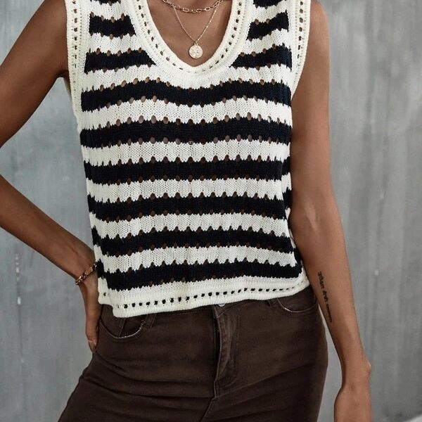 Summer Crochet Cutout Tank: Colorblock Style