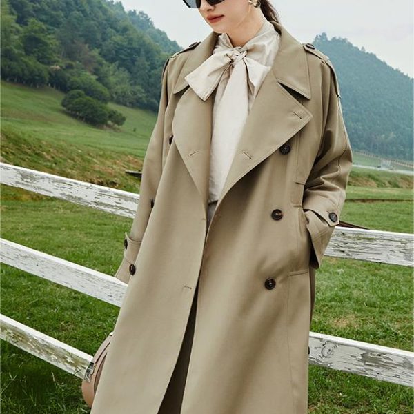 British Retro Double-Breasted Over-the-Knee Trench Coat