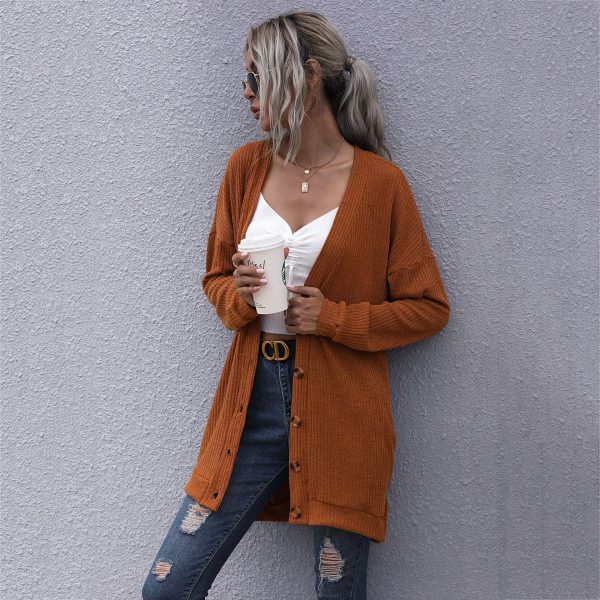 Knitted V-Neck Cardigan Sweater Coat