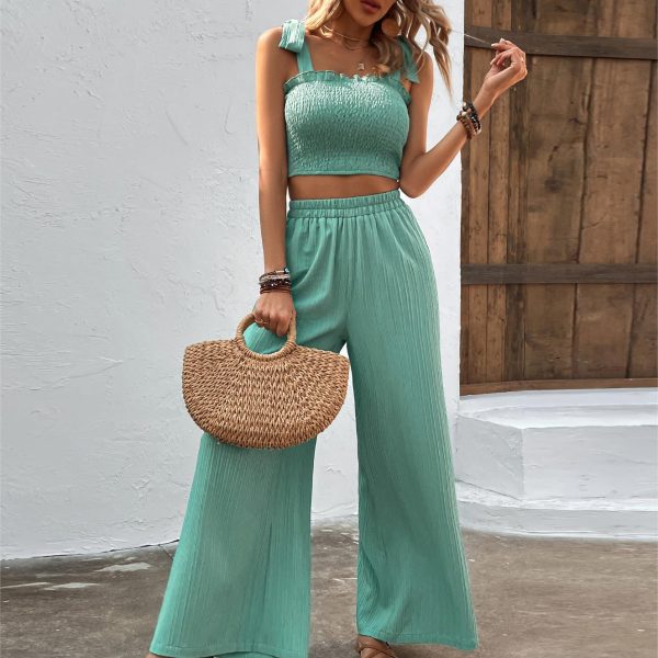 Camisole Wide Leg Pants Two Pieces Casual Set Sweet Spicy