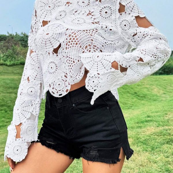 Crocheted Socialite Hollow Out Top: Fashionable