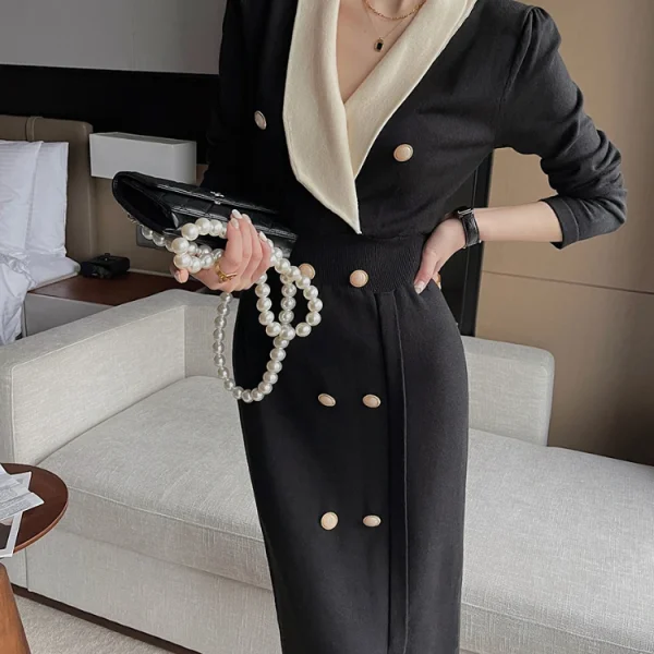 Chic Eco V-Neck Maxi Dress, Long Sleeve