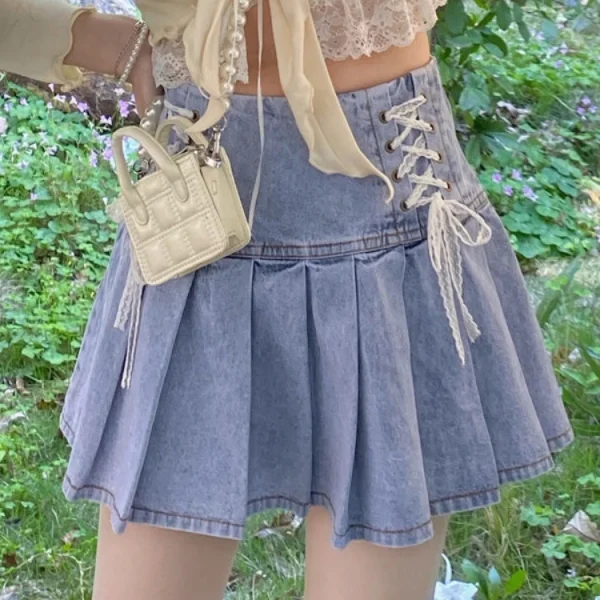 HOUZHOU Denim A-Line Skirt: Cute & Eco-Friendly